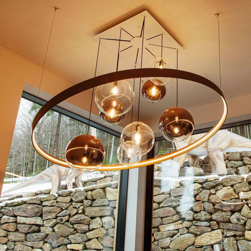 s.luce Made LED-Ring XL Pendelleuchte Ø bis 230 cm Dimmbar RAL