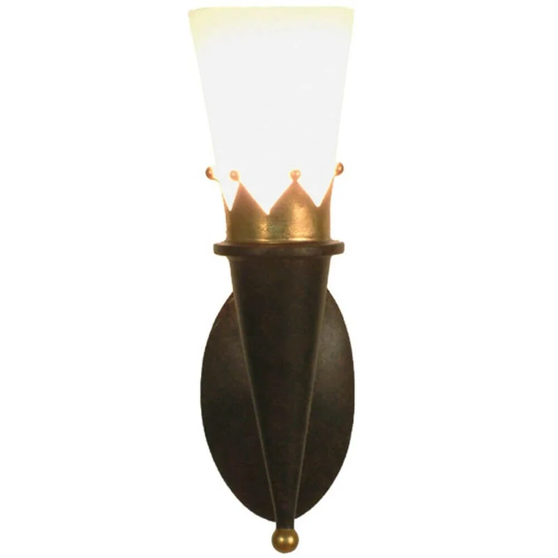 Wandleuchte Torcia Corona Eisen-Glas Braun-Schwarz-Gold