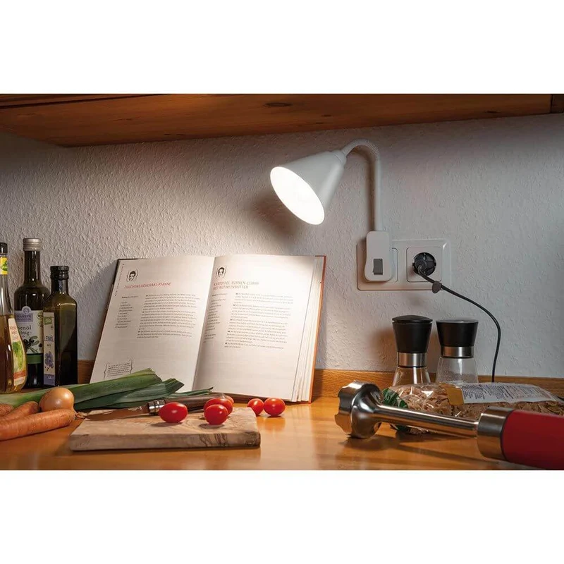 Steckerleuchte Junus Flexarm Weiß