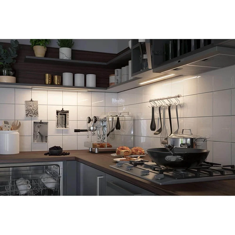Clever LED Küchenlampe Barre 55cm Weiß, Chrom-Matt