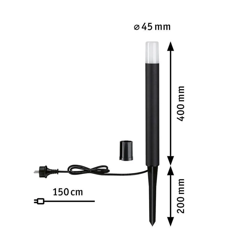 LED Pollerleuchte Flarea 40cm Schwarz Metall IP65