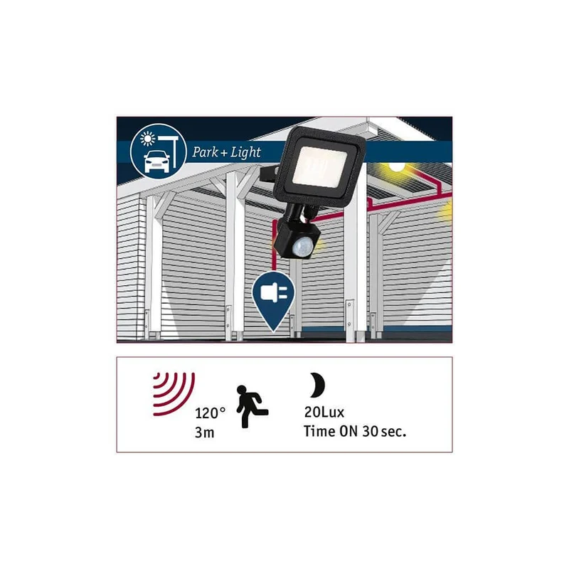Park + Light Sensor LED Außenstrahler Bimea IP65 Schwarz