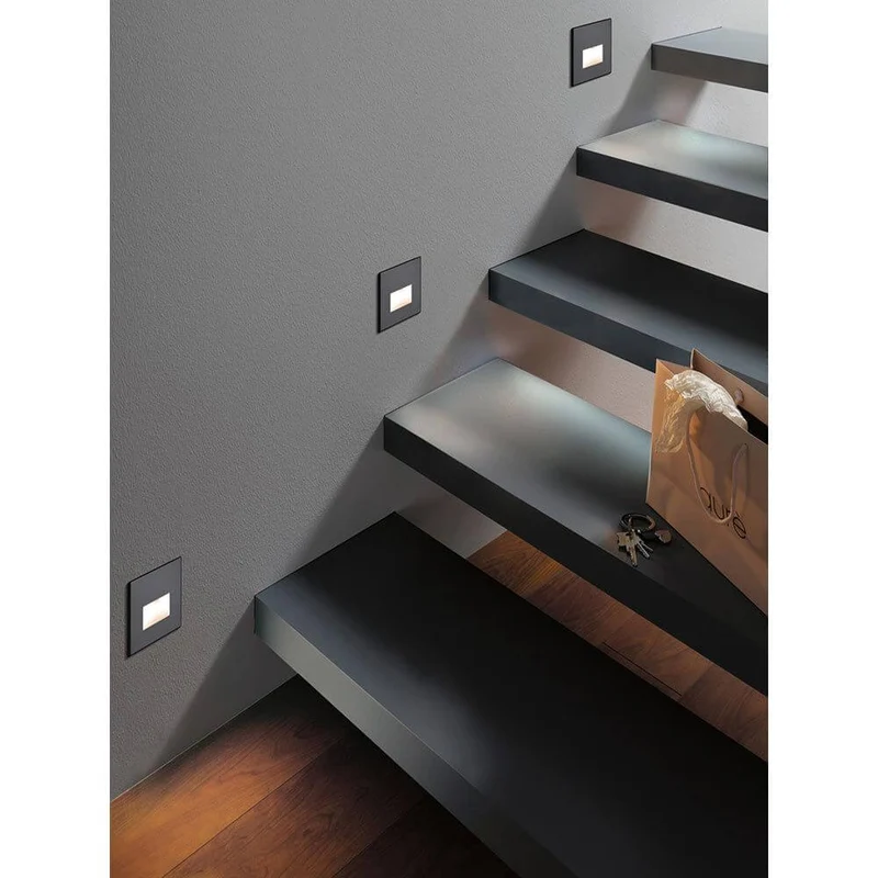 LED Wandeinbauleuchte Edge Quadro Eckig Schwarz-Matt