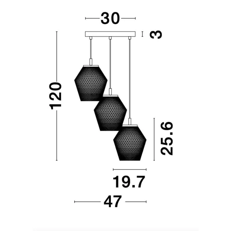 Magio Glas-Pendellampe 3-flammig Cognac