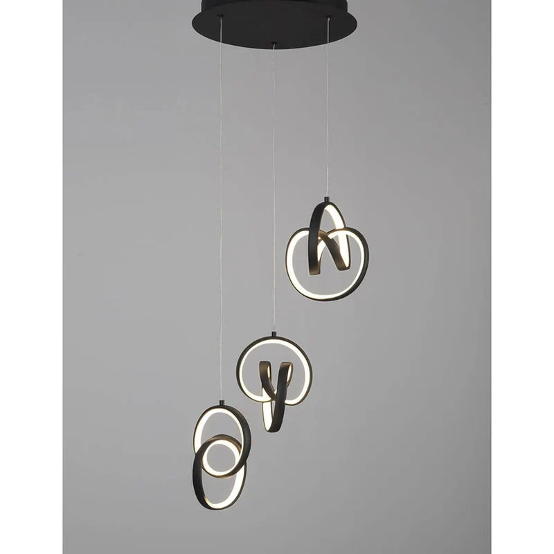 Rings LED Hängelampe Aufhängung Schwarz
