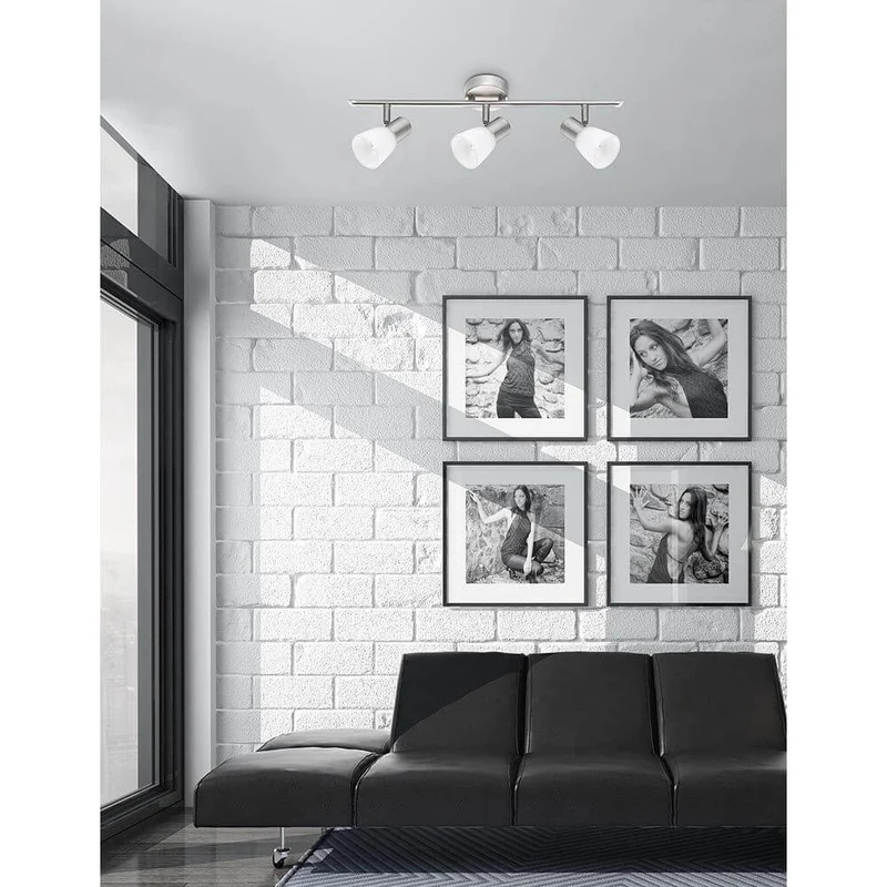 Publico Nickel Deckenspot 3-flammig Glas