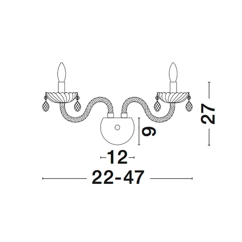 Zeno Glas Wandlampe 2-flammig Champagner