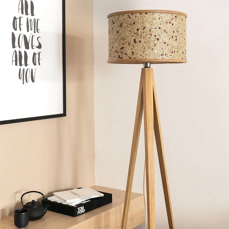 Holz Stehlampe 163cm mit Heuschirm