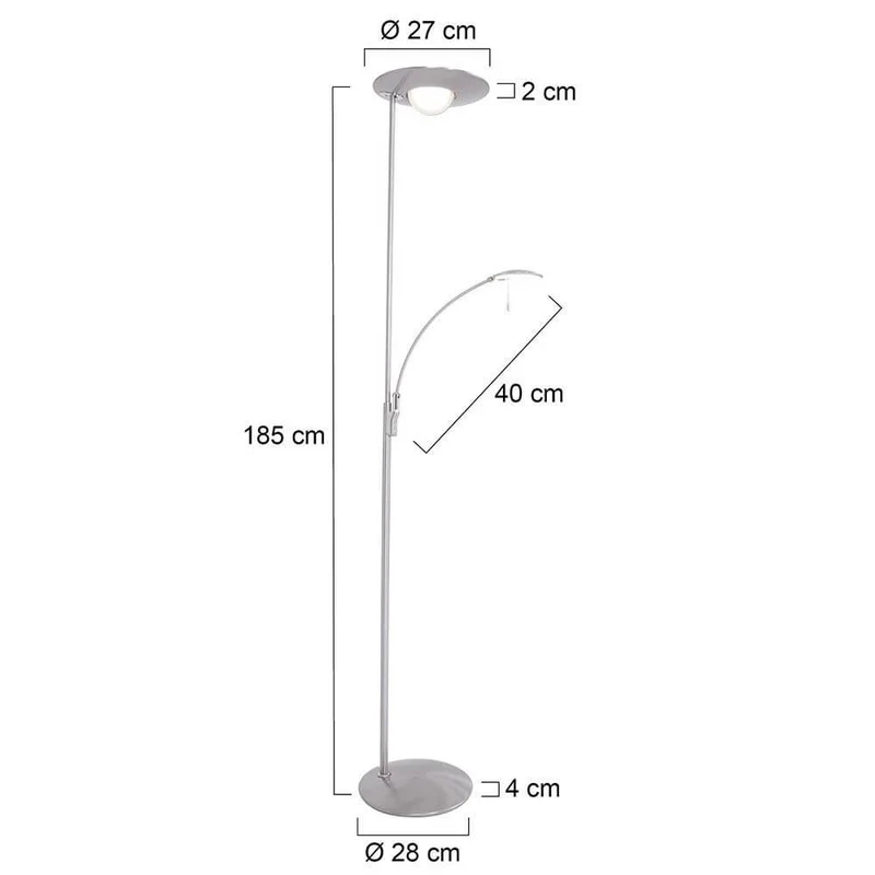LED-Deckenfluter Zenith mit Lesearm & Tastdimmer CCT
