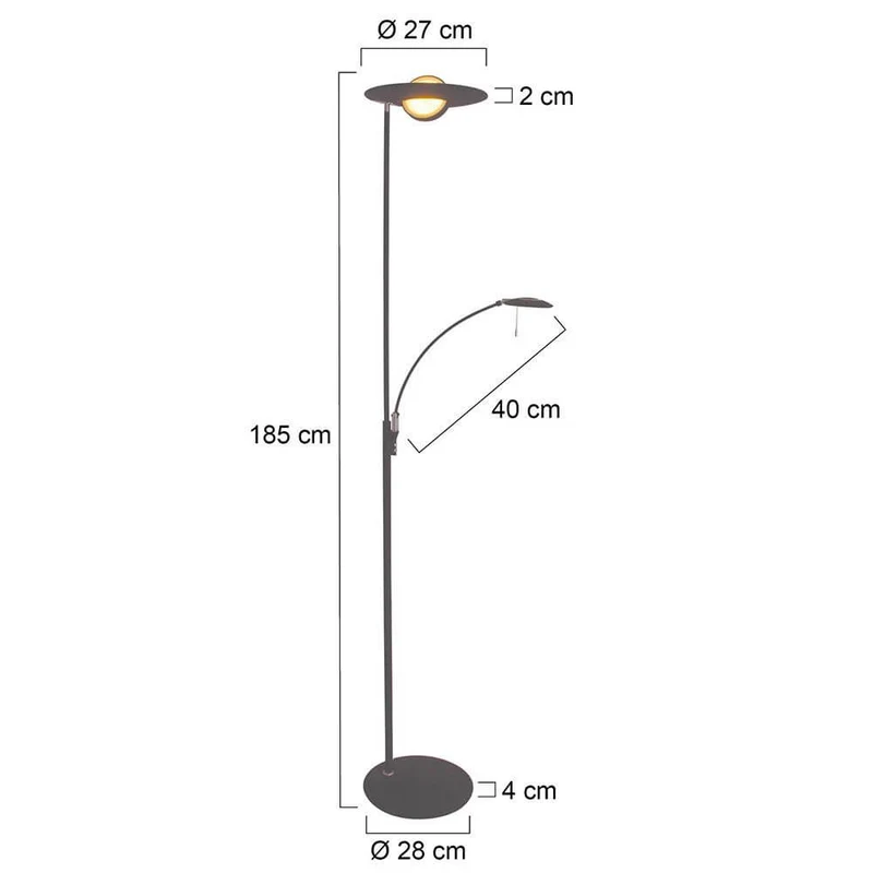 LED-Deckenfluter Zenith mit Lesearm & Tastdimmer CCT