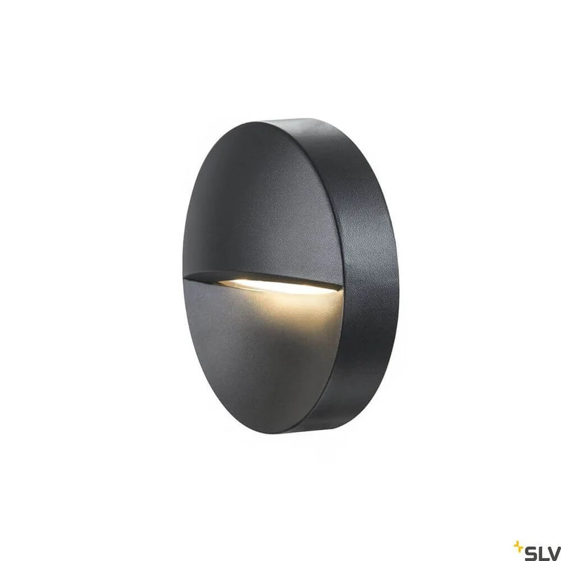 Downunder Out Round LED Wandeinbaulampe Anthrazit 3000K