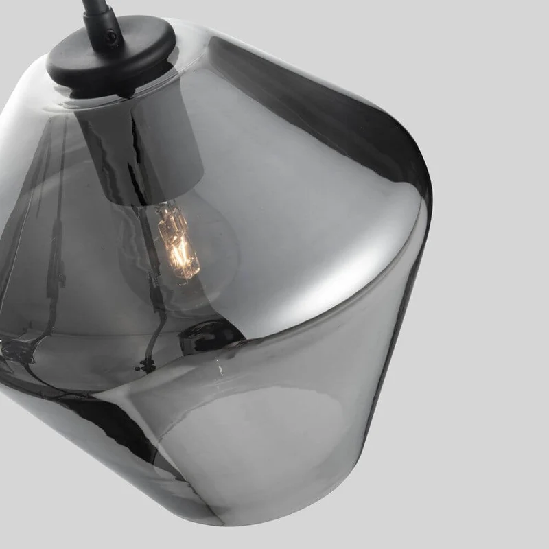 Veiro Hängeleuchte mundgeblasenes Rauchglas