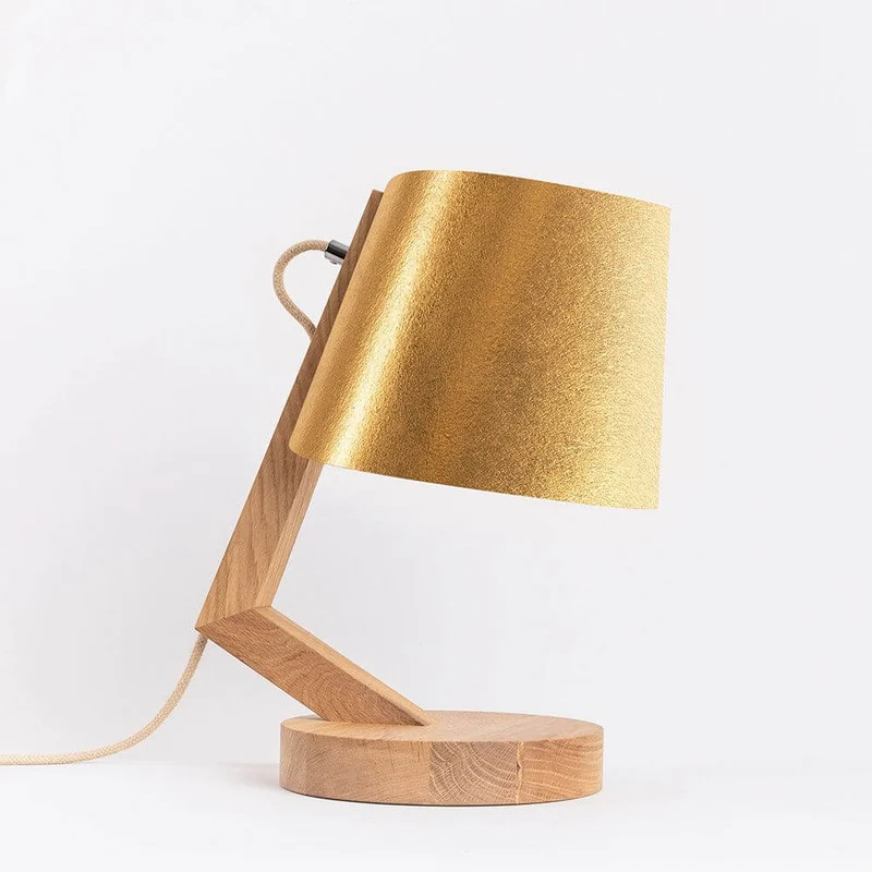 Holz Tischlampe mit Schirm Zylindrisch
