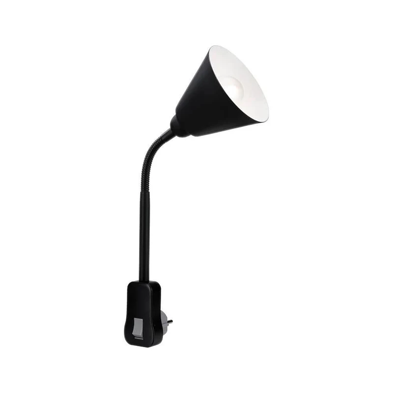 Steckerleuchte Junus mit Flexarm Schwarz
