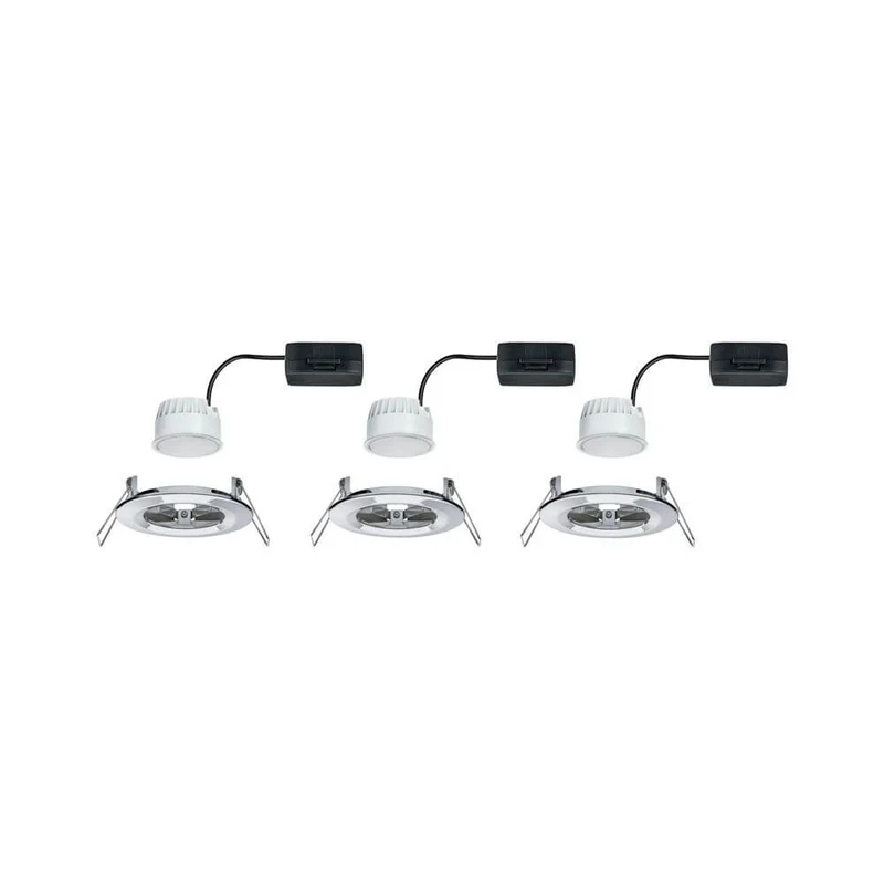 3er-Set LED Einbauleuchte Nova rund Chrom
