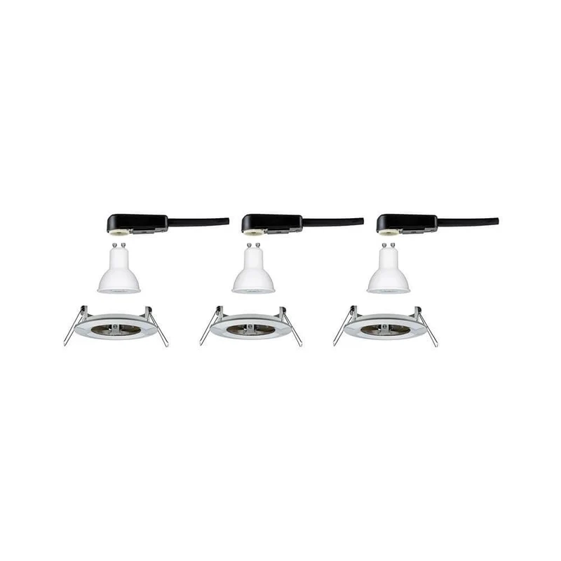 LED Einbauleuchten-Set Nova rund starr IP44 Stufendimmer GU10 Alu