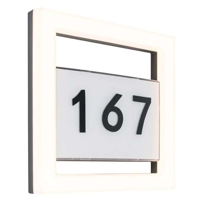 Alice LED-Außenwandleuchte mit Hausnummer IP44 Anthrazit