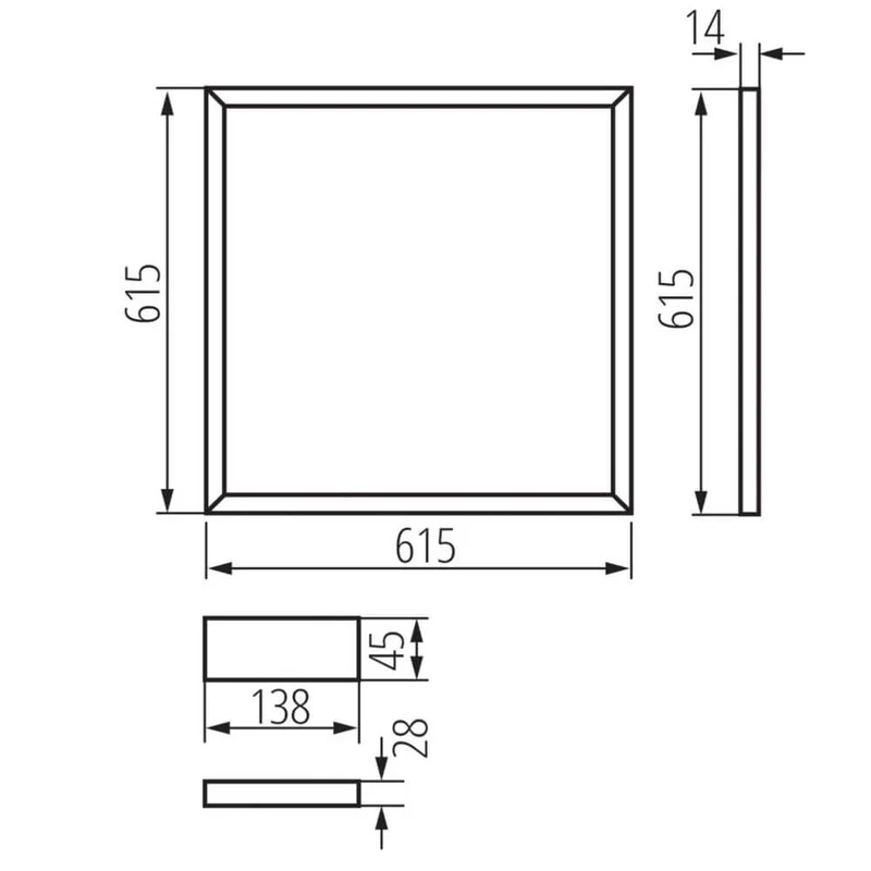 LED Einlegerahmen für Odenwalddecke 62 x 62cm Neutralweiß