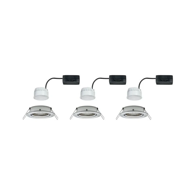 3er-Set Einbauleuchte LED Nova rund Eisen-Gebürstet