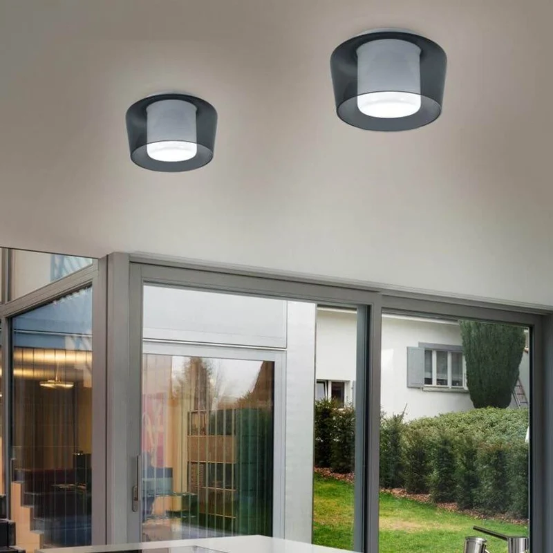 Canio Glas Deckenleuchte Ø 26cm Rauchglas