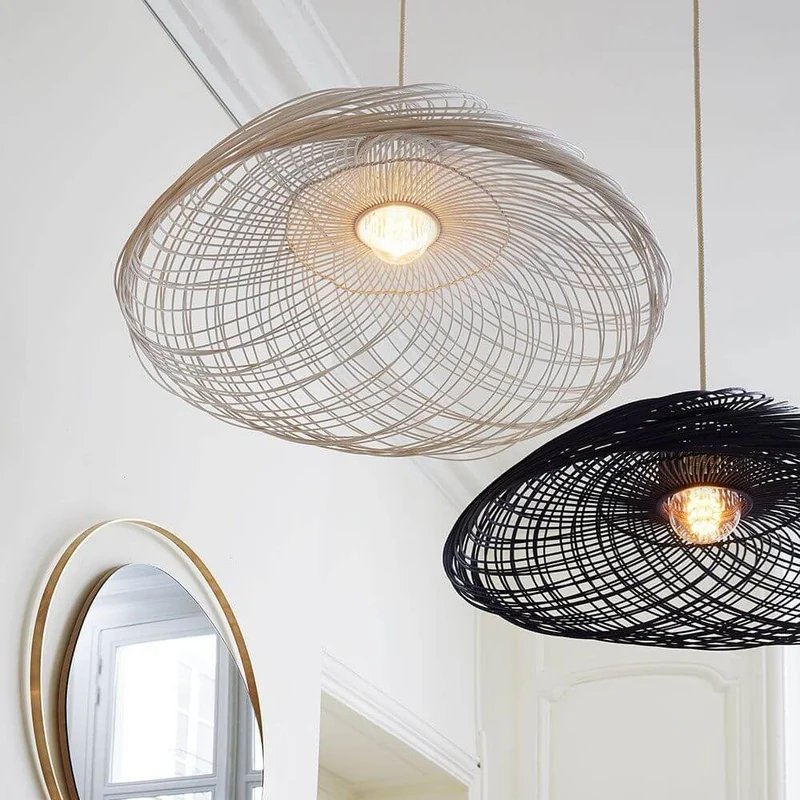 Forestier Rattan-Pendelleuchte Satelise