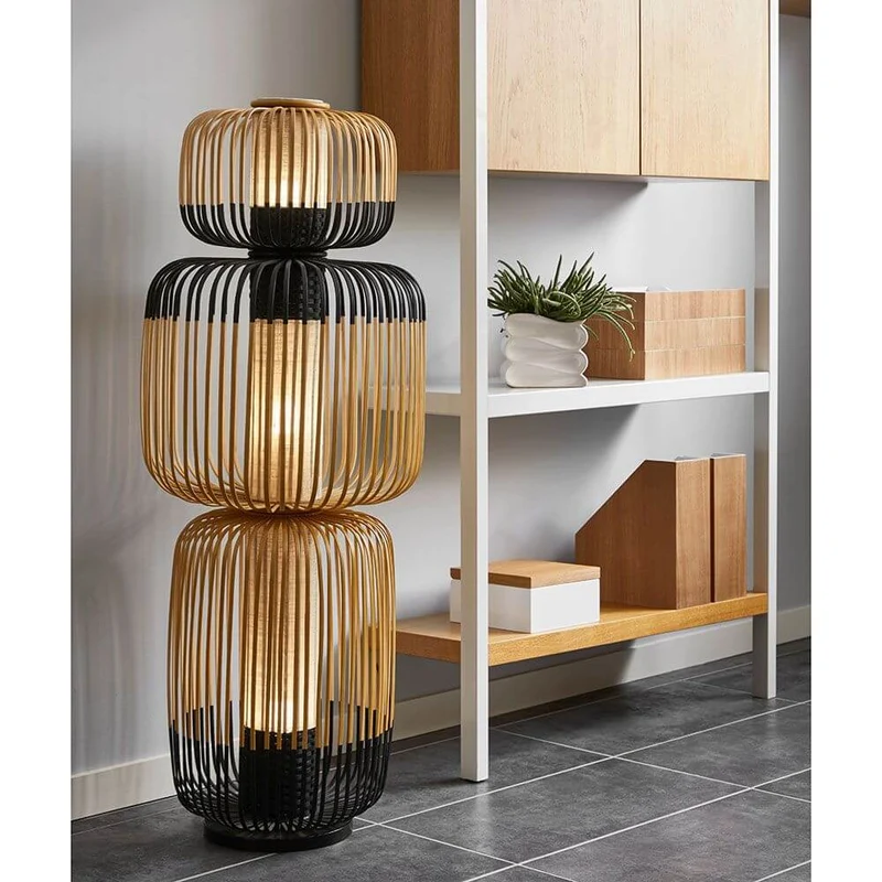 Forestier Kombi-Stehlampe Bamboo Totem 3-flammig