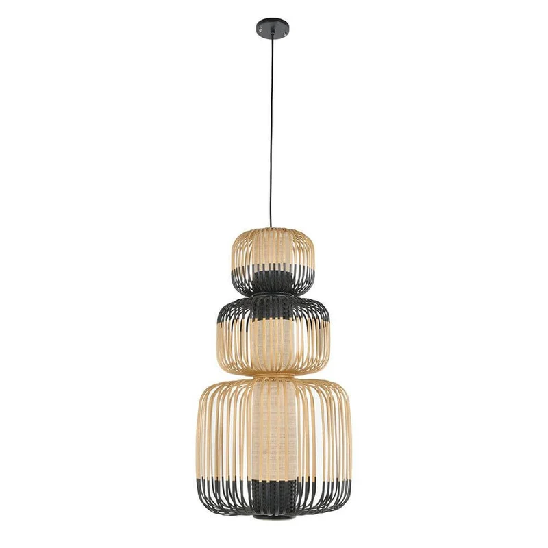Forestier Kombi-Hängeleuchte Bamboo Totem 3-flammig