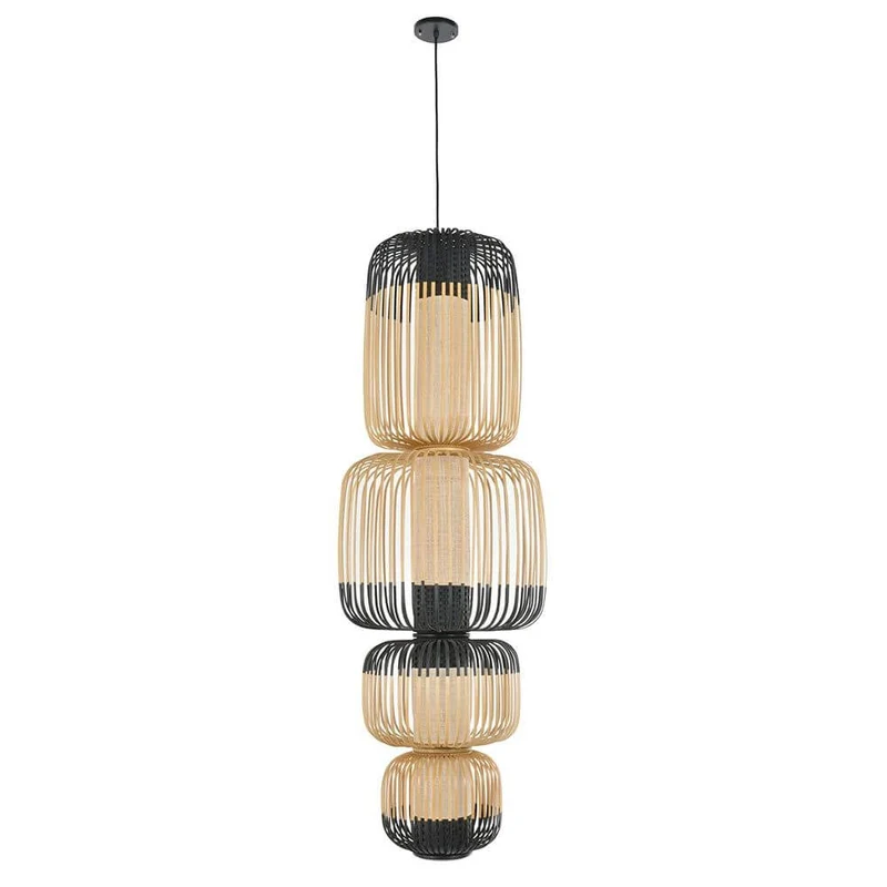 Forestier Kombi-Pendelleuchte Bamboo Totem 4-flammig