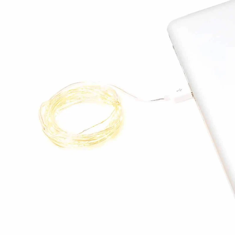 2,5m Micro LED Lichterkette mit USB Anschluss 50 Lichtpunkte