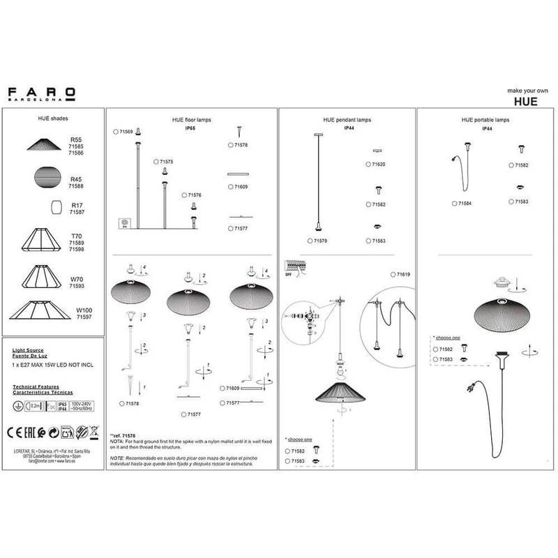 Outdoor Hängelampe für Hue Structure (ohne Schirm) IP65
