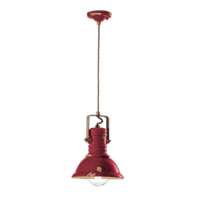 Ferroluce Industrial Keramik-Hängeleuchte Ø 23cm