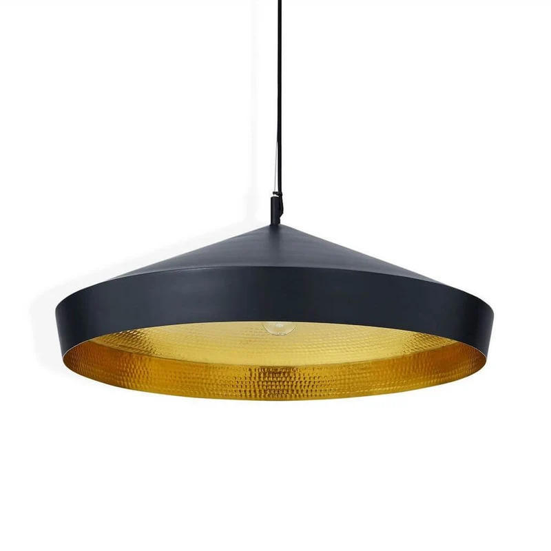 Tom Dixon Beat Flat LED Pendellampe Schwarz, Goldfarben