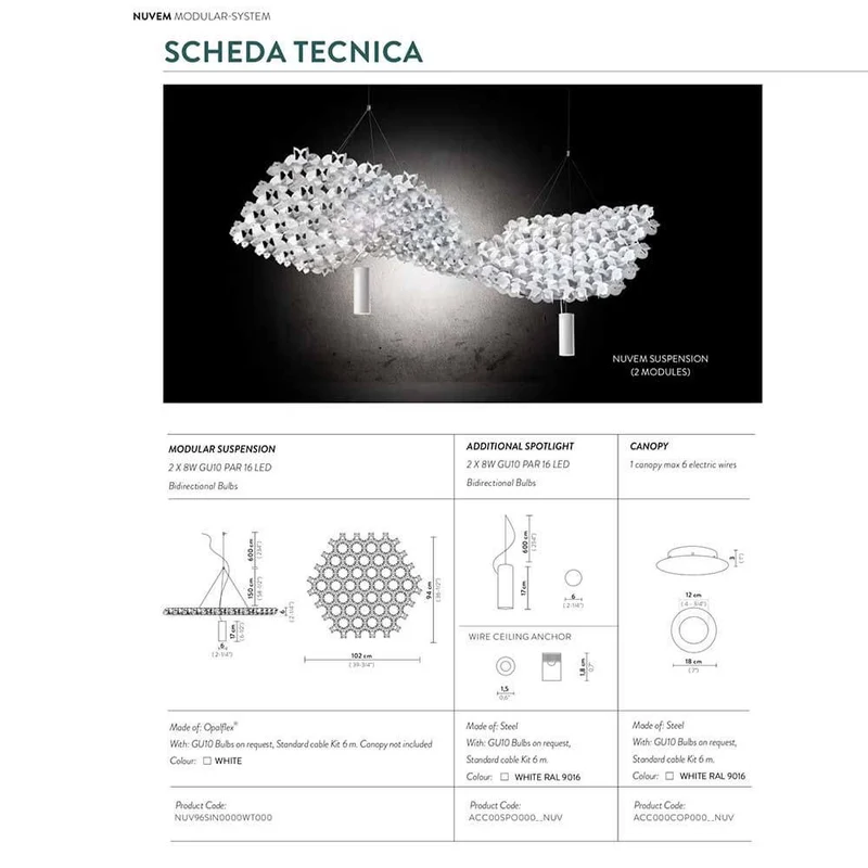 Slamp Nuvem 102x94cm Basis mit Spotlight Up-Down weiß
