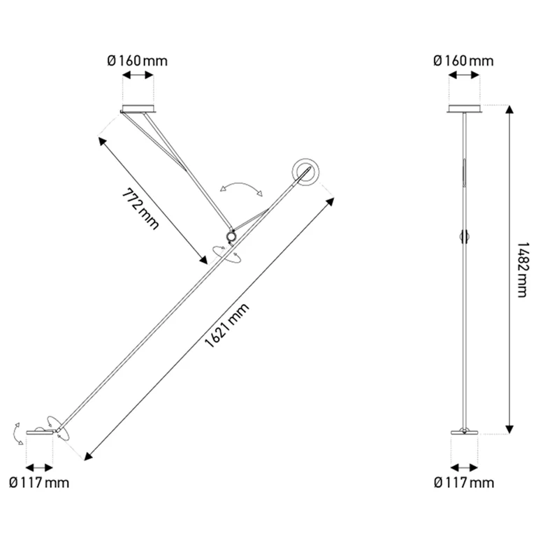 DCWéditions Aaro LED Deckenleuchte 160cm schwenkbar