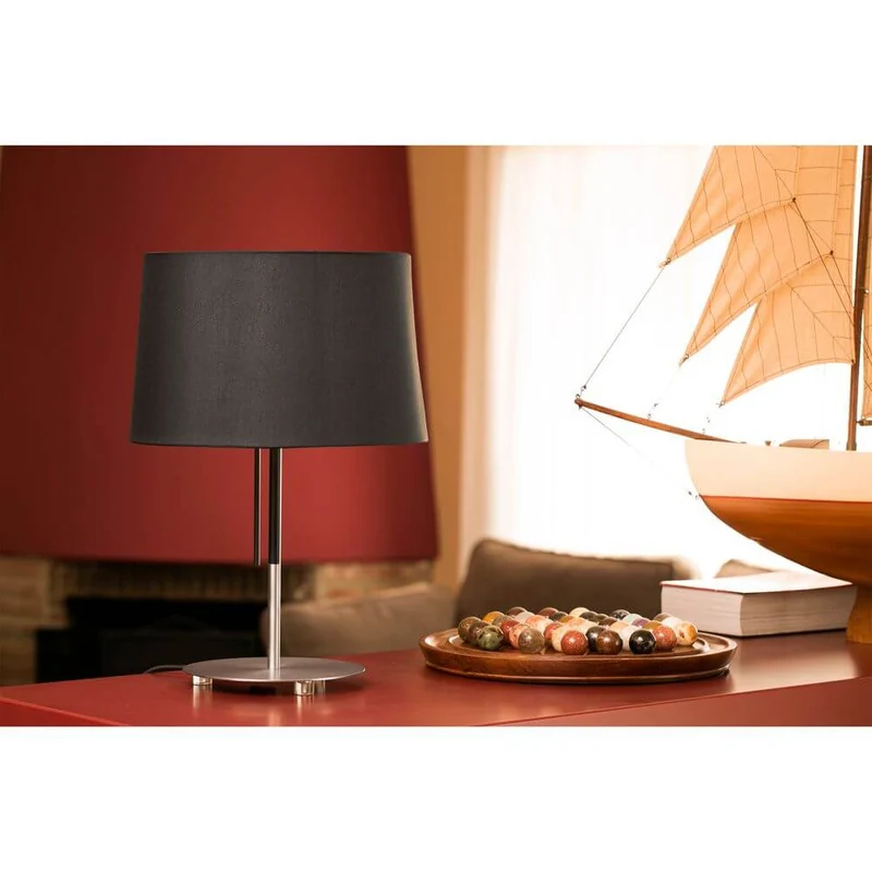 Tischlampe VOLTA Nickel-Matt, Schwarz
