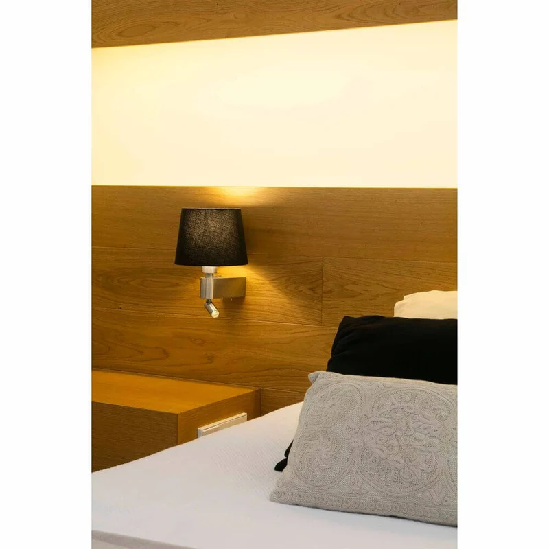 Wandleuchte ROOM mit LED-Leselicht 2700K Nickel, Schwarz