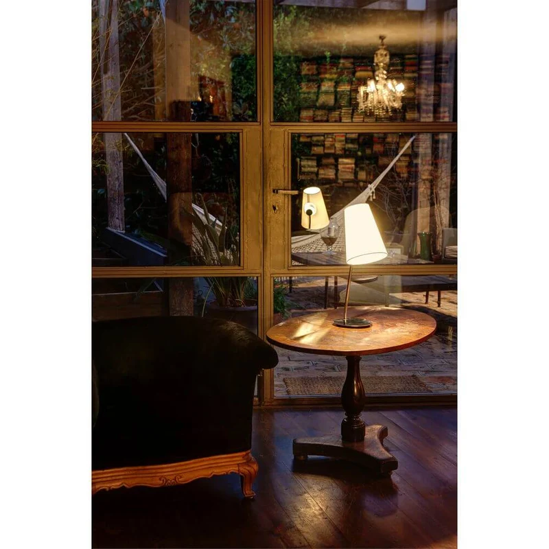 Tischlampe LUPE Chrom, Beige