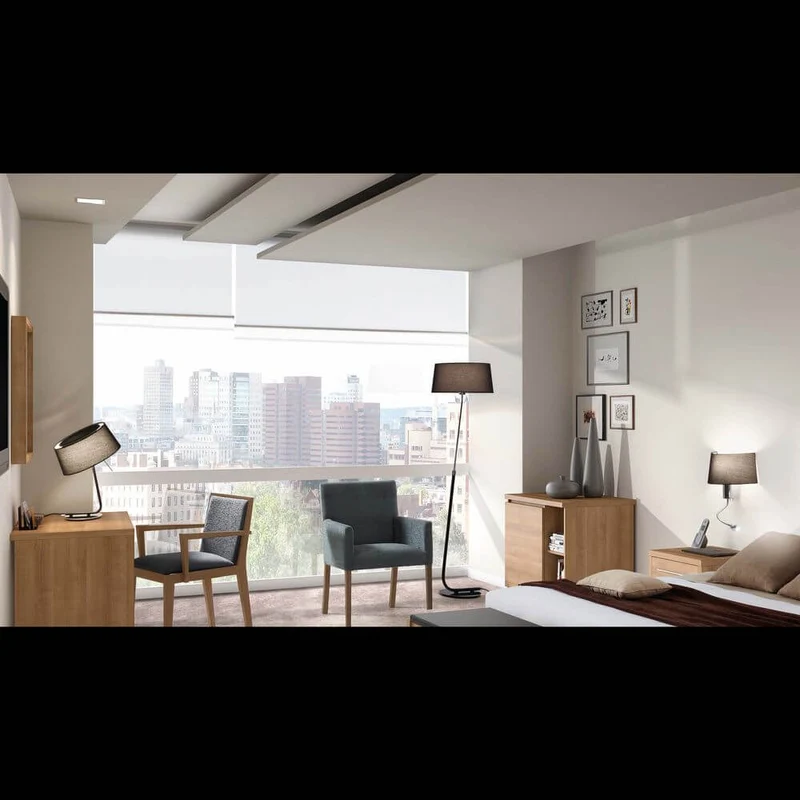 Wandlampe HOTEL mit LED-Lesearm Chrom, Schwarz