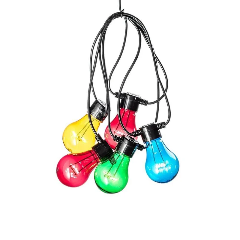 LED Biergartenkette 10er bunt 80 Warmweiße Dioden 24V