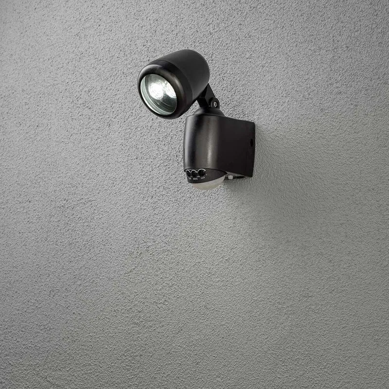 Prato Batterie LED Außenwandspot mit Sensor Schwarz IP44
