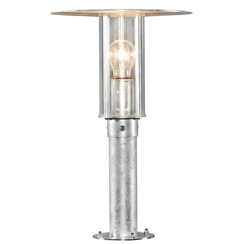 Mode Sockelleuchte galvanisierter Stahl, klares Polycarbonat Glas