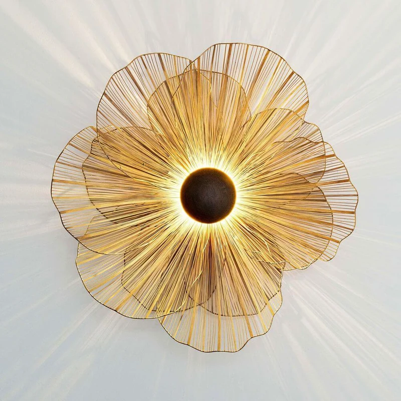 Wandleuchte Tremolo Ø 77cm Eisendraht Goldfarben