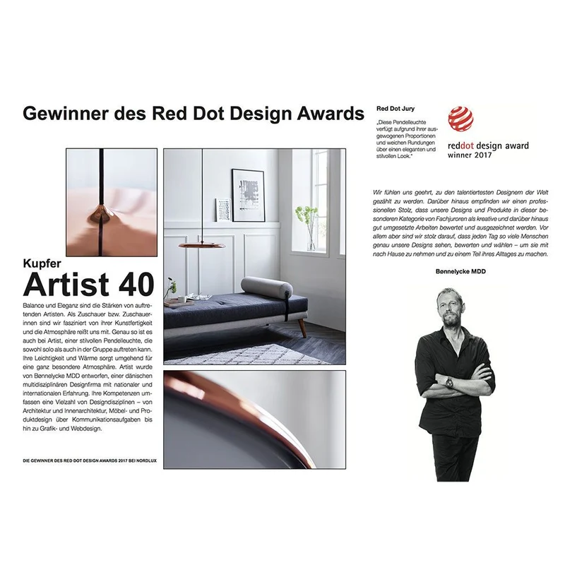 Artist 40 LED Pendelleuchte Kupfer