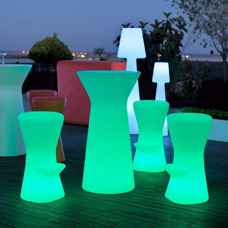 LED beleuchteter Barhocker Corfu mit Akku und Fernbedienung