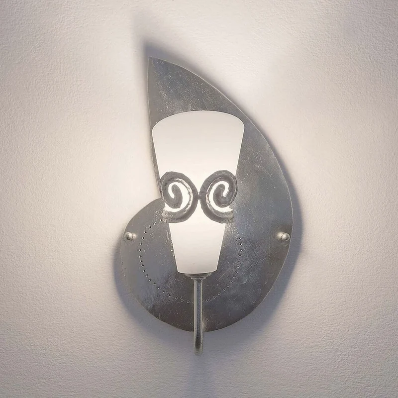 Wandleuchte Doppione Rechts Eisen-Glas Silber