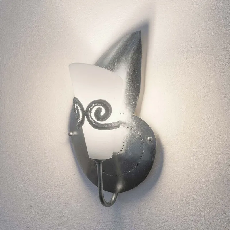 Wandleuchte Doppione Links Eisen-Glas Silber