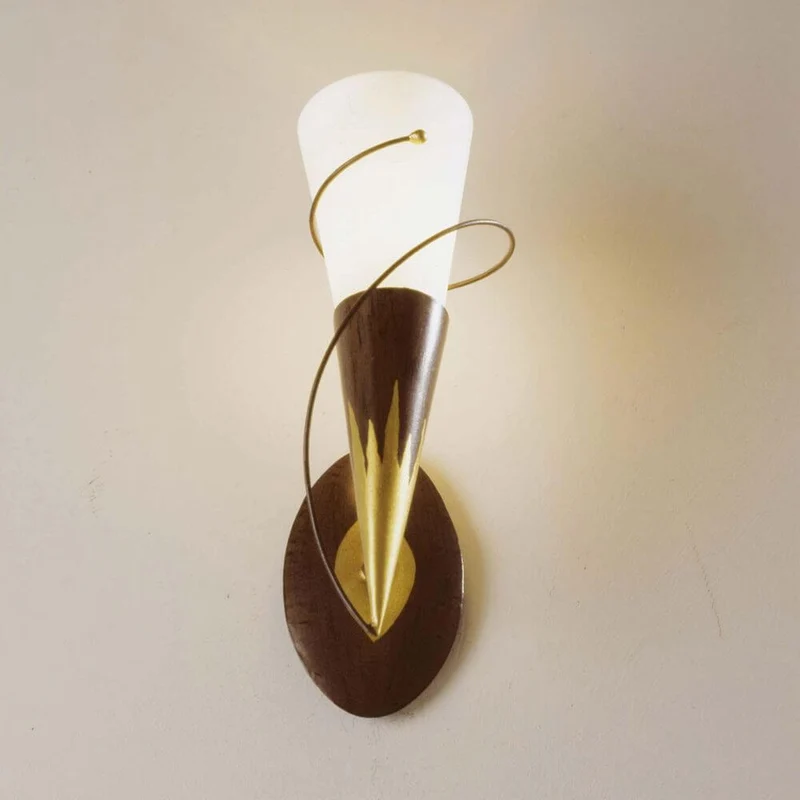 Wandleuchte Torcia Spirale Eisen-Glas Braun-Schwarz-Gold