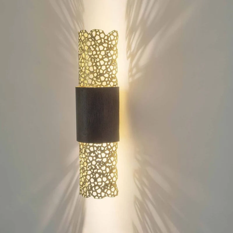 Wandleuchte 2-flammig Palazzo Eisen Braun-Schwarz-Gold