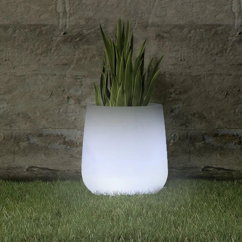 LED Solar-Dekotopf Camelia Farbwechsel