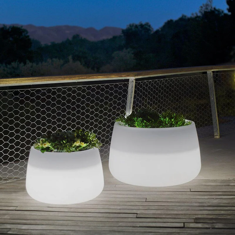 LED Solar-Dekotopf Camelia Farbwechsel